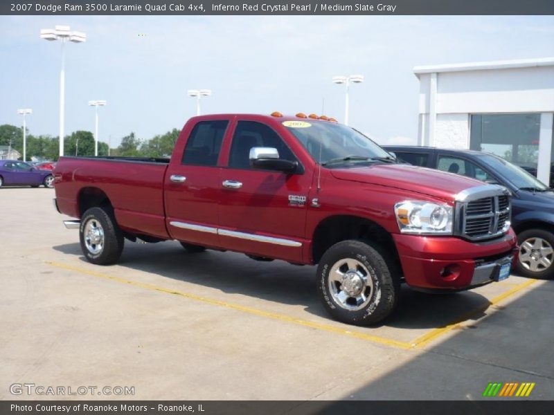 Inferno Red Crystal Pearl / Medium Slate Gray 2007 Dodge Ram 3500 Laramie Quad Cab 4x4