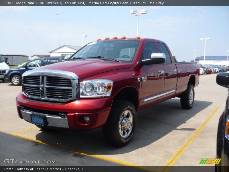 Inferno Red Crystal Pearl / Medium Slate Gray 2007 Dodge Ram 3500 Laramie Quad Cab 4x4