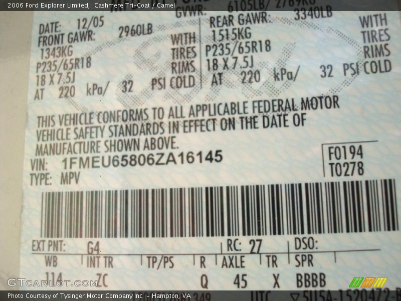 Cashmere Tri-Coat / Camel 2006 Ford Explorer Limited