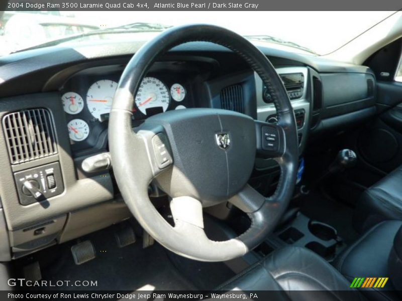 Atlantic Blue Pearl / Dark Slate Gray 2004 Dodge Ram 3500 Laramie Quad Cab 4x4