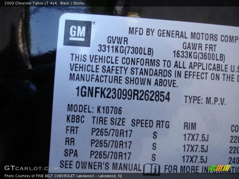 Black / Ebony 2009 Chevrolet Tahoe LT 4x4