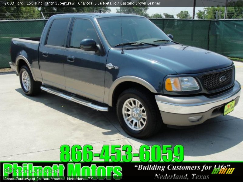 Charcoal Blue Metallic / Castano Brown Leather 2003 Ford F150 King Ranch SuperCrew