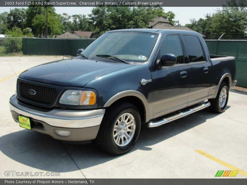 Charcoal Blue Metallic / Castano Brown Leather 2003 Ford F150 King Ranch SuperCrew