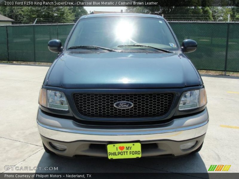 Charcoal Blue Metallic / Castano Brown Leather 2003 Ford F150 King Ranch SuperCrew