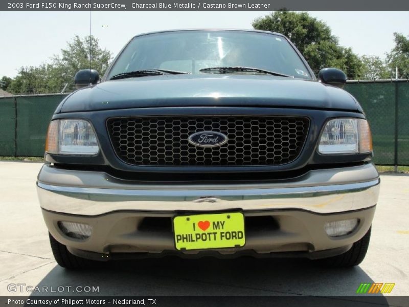 Charcoal Blue Metallic / Castano Brown Leather 2003 Ford F150 King Ranch SuperCrew