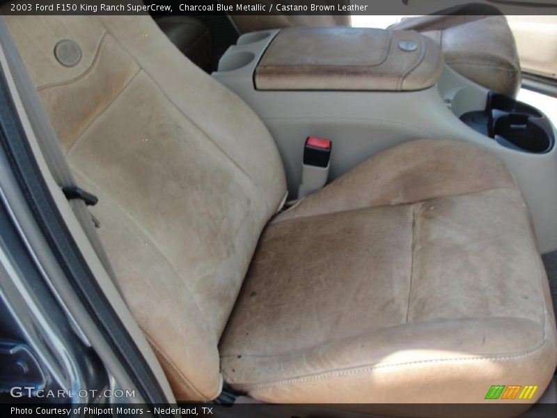 Charcoal Blue Metallic / Castano Brown Leather 2003 Ford F150 King Ranch SuperCrew