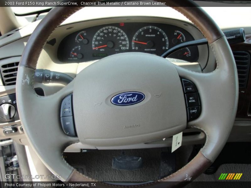 Charcoal Blue Metallic / Castano Brown Leather 2003 Ford F150 King Ranch SuperCrew