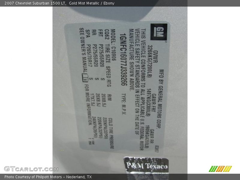 Gold Mist Metallic / Ebony 2007 Chevrolet Suburban 1500 LT