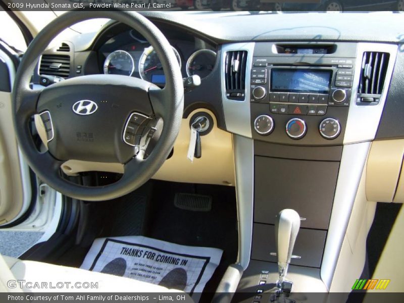 Powder White Pearl / Camel 2009 Hyundai Sonata GLS