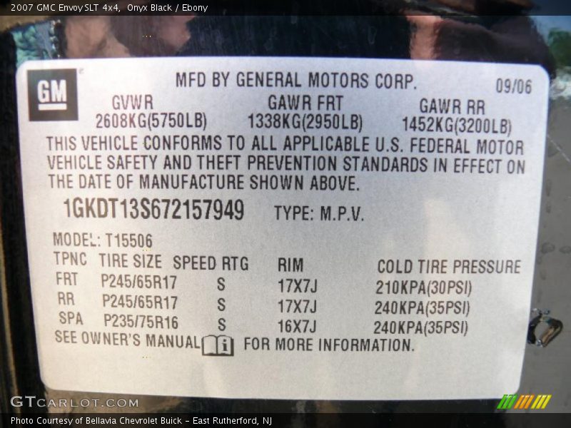 Onyx Black / Ebony 2007 GMC Envoy SLT 4x4