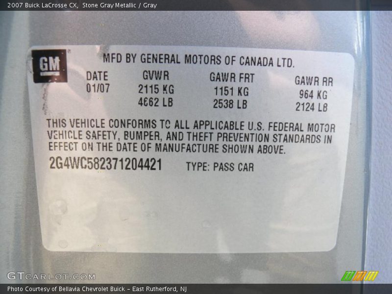 Stone Gray Metallic / Gray 2007 Buick LaCrosse CX