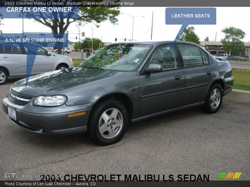 Medium Gray Metallic / Neutral Beige 2003 Chevrolet Malibu LS Sedan