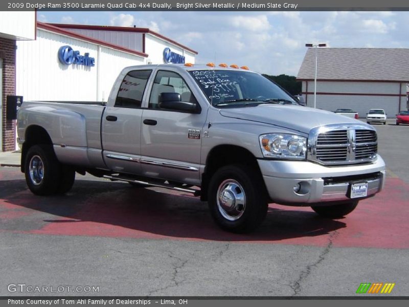 Bright Silver Metallic / Medium Slate Gray 2009 Dodge Ram 3500 Laramie Quad Cab 4x4 Dually