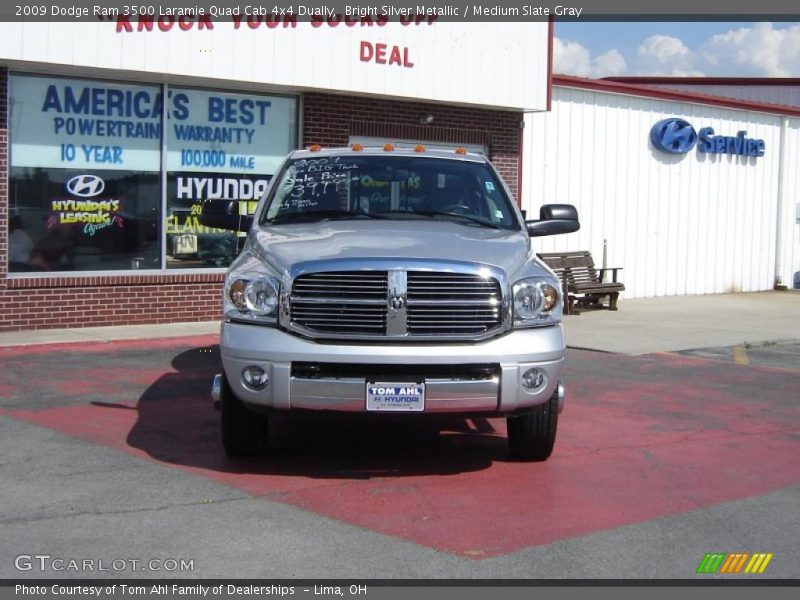 Bright Silver Metallic / Medium Slate Gray 2009 Dodge Ram 3500 Laramie Quad Cab 4x4 Dually