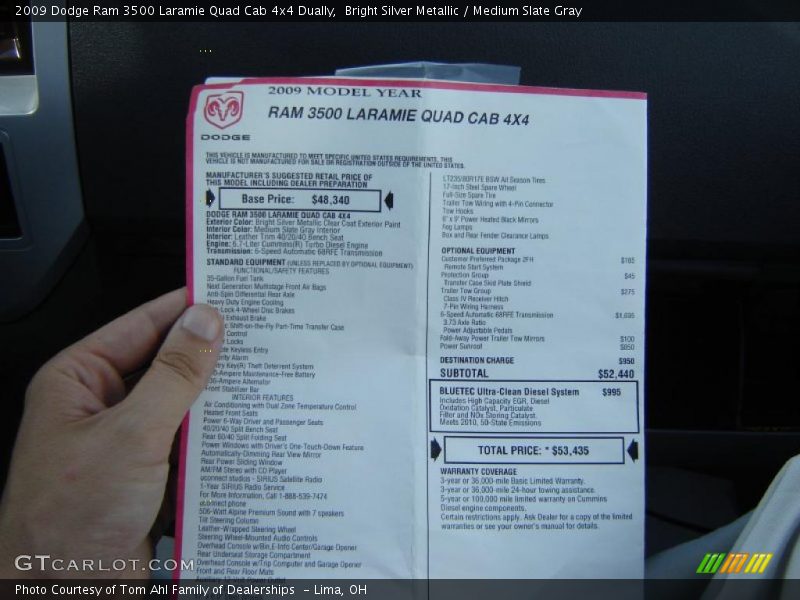 Bright Silver Metallic / Medium Slate Gray 2009 Dodge Ram 3500 Laramie Quad Cab 4x4 Dually