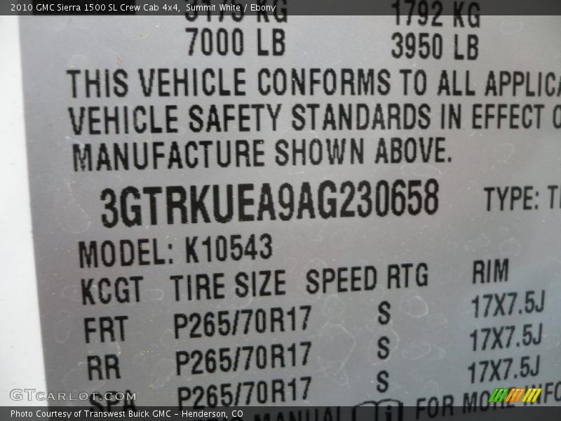 Summit White / Ebony 2010 GMC Sierra 1500 SL Crew Cab 4x4