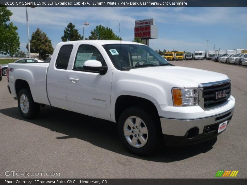 Summit White / Very Dark Cashmere/Light Cashmere 2010 GMC Sierra 1500 SLT Extended Cab 4x4