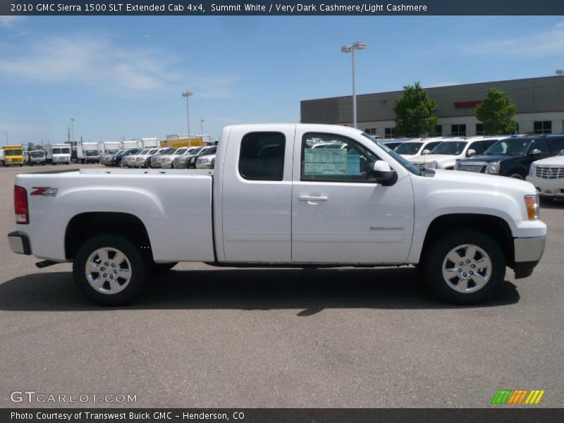 Summit White / Very Dark Cashmere/Light Cashmere 2010 GMC Sierra 1500 SLT Extended Cab 4x4