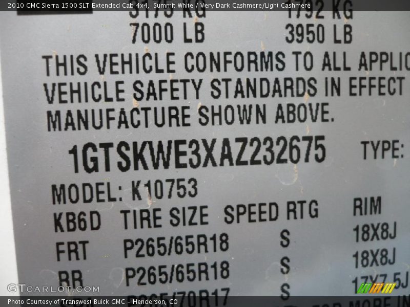 Summit White / Very Dark Cashmere/Light Cashmere 2010 GMC Sierra 1500 SLT Extended Cab 4x4