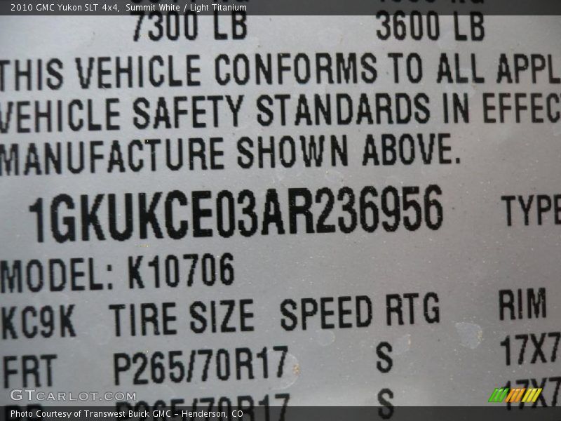 Summit White / Light Titanium 2010 GMC Yukon SLT 4x4