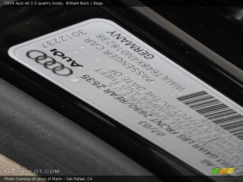 Brilliant Black / Beige 2004 Audi A6 3.0 quattro Sedan