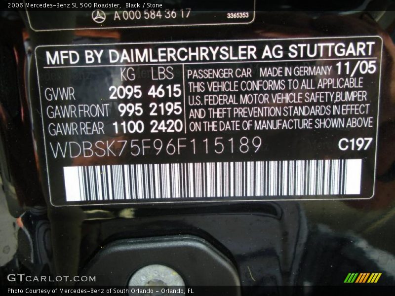 Black / Stone 2006 Mercedes-Benz SL 500 Roadster