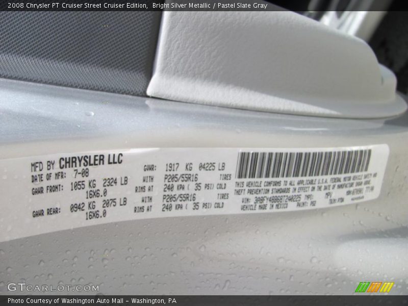 Bright Silver Metallic / Pastel Slate Gray 2008 Chrysler PT Cruiser Street Cruiser Edition