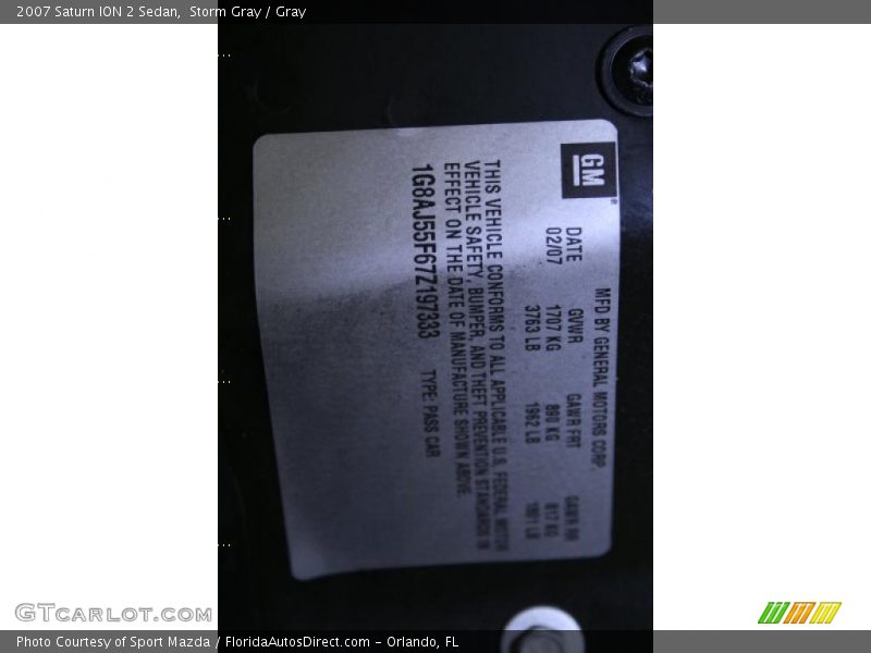 Storm Gray / Gray 2007 Saturn ION 2 Sedan