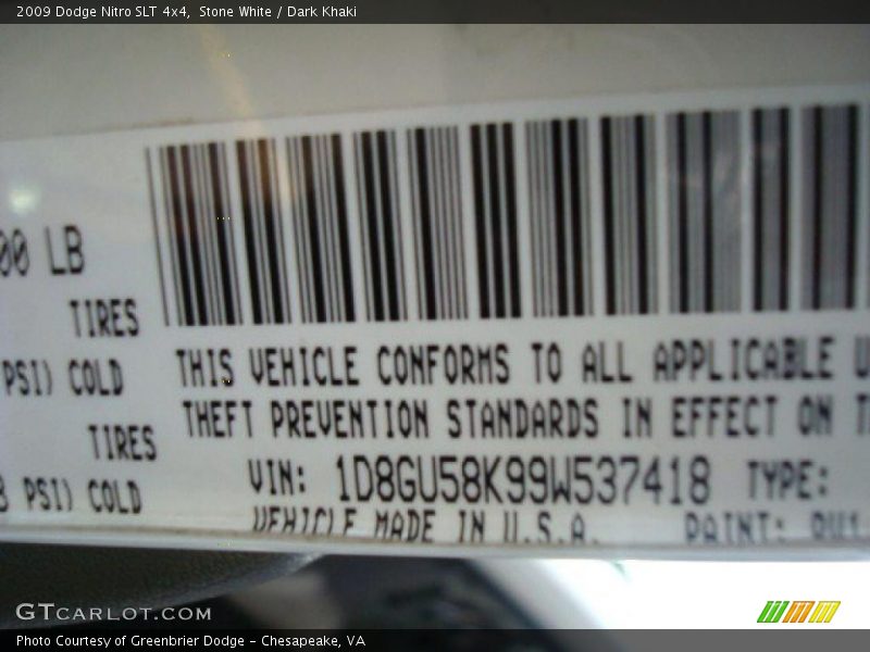 Stone White / Dark Khaki 2009 Dodge Nitro SLT 4x4
