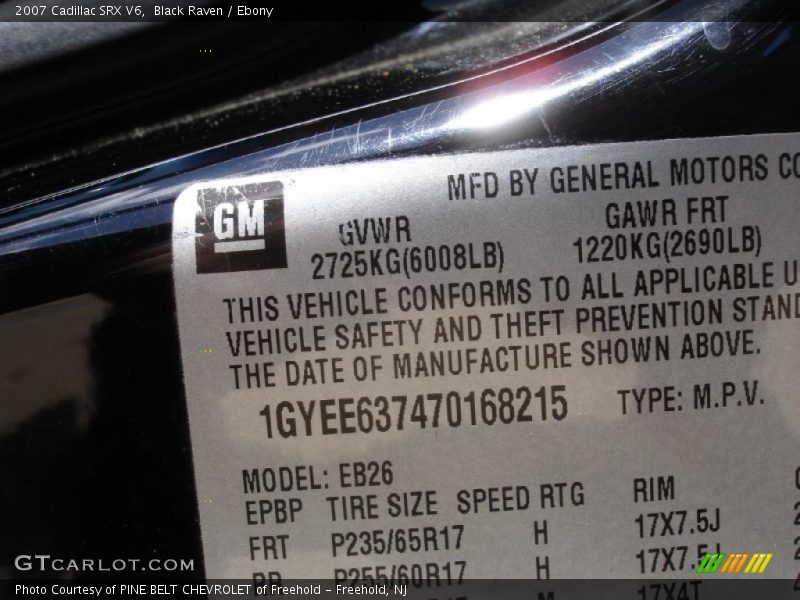 Black Raven / Ebony 2007 Cadillac SRX V6