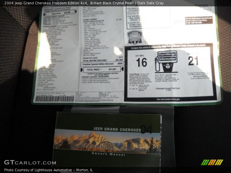  2004 Grand Cherokee Freedom Edition 4x4 Window Sticker