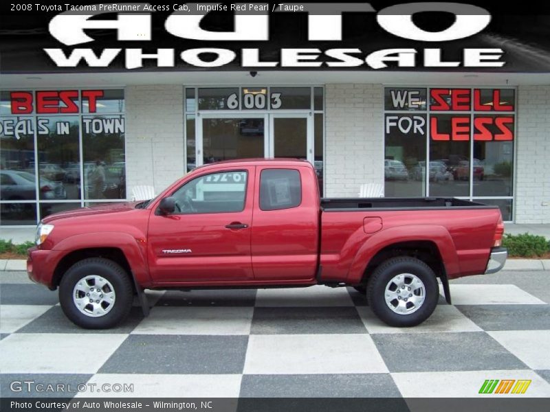Impulse Red Pearl / Taupe 2008 Toyota Tacoma PreRunner Access Cab