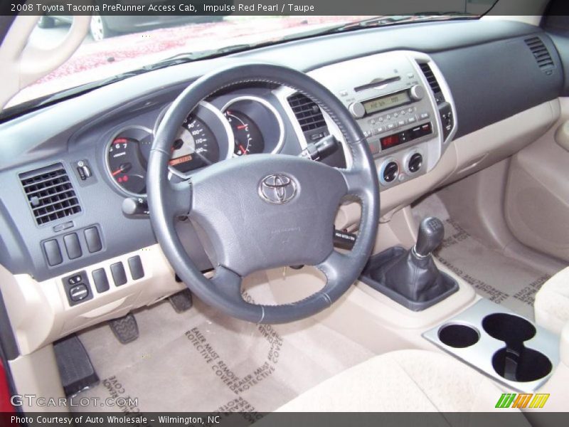 Impulse Red Pearl / Taupe 2008 Toyota Tacoma PreRunner Access Cab