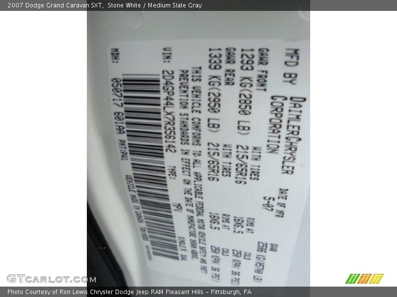 Stone White / Medium Slate Gray 2007 Dodge Grand Caravan SXT