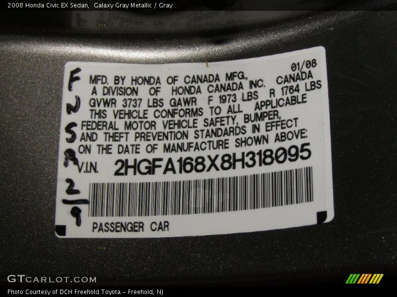Galaxy Gray Metallic / Gray 2008 Honda Civic EX Sedan