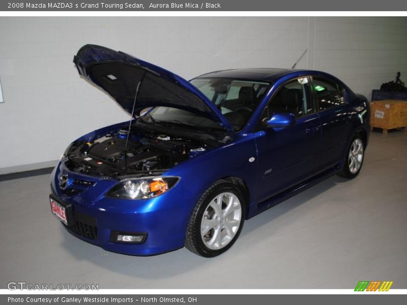 Aurora Blue Mica / Black 2008 Mazda MAZDA3 s Grand Touring Sedan