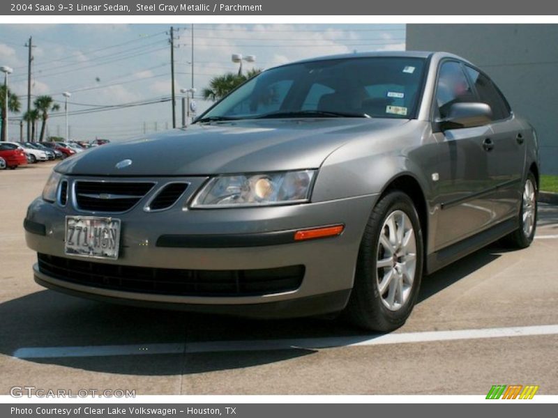 Steel Gray Metallic / Parchment 2004 Saab 9-3 Linear Sedan