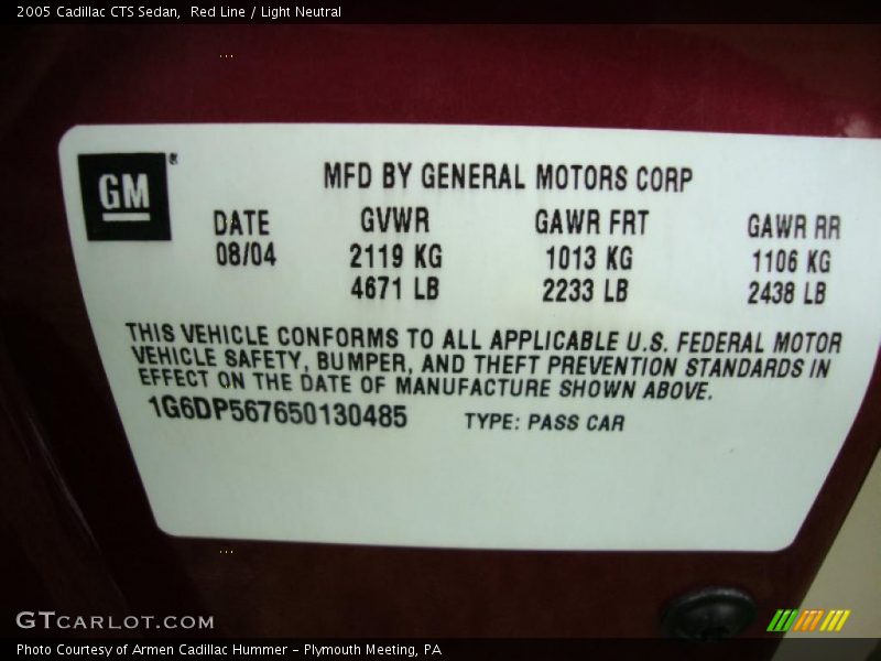 Red Line / Light Neutral 2005 Cadillac CTS Sedan
