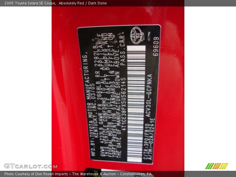 Absolutely Red / Dark Stone 2005 Toyota Solara SE Coupe