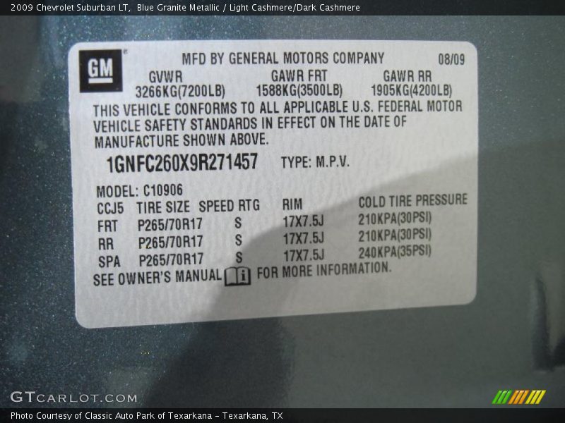 Blue Granite Metallic / Light Cashmere/Dark Cashmere 2009 Chevrolet Suburban LT