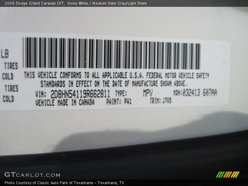 Stone White / Medium Slate Gray/Light Shale 2009 Dodge Grand Caravan SXT