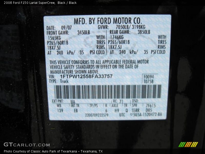 Black / Black 2008 Ford F150 Lariat SuperCrew