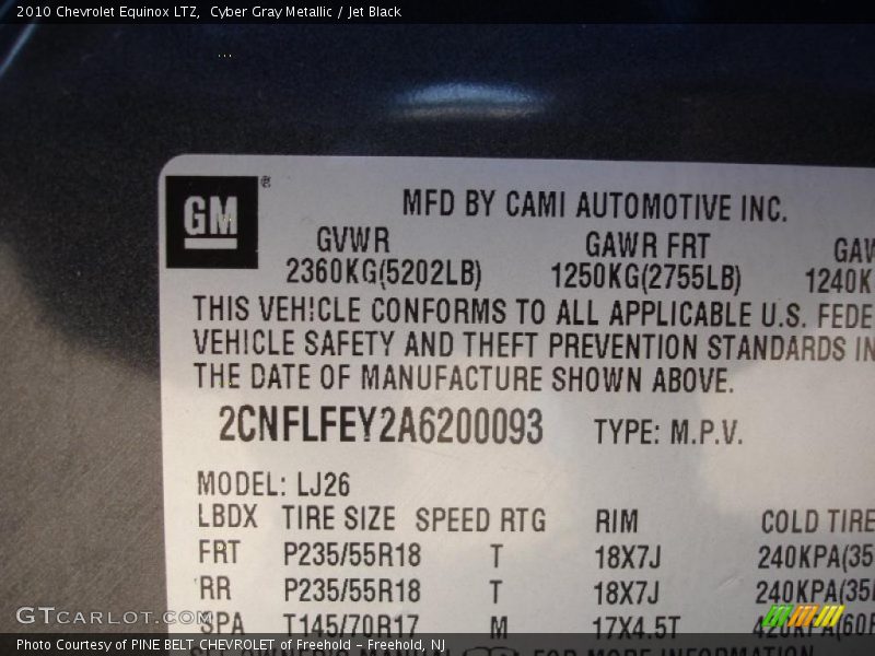 Cyber Gray Metallic / Jet Black 2010 Chevrolet Equinox LTZ