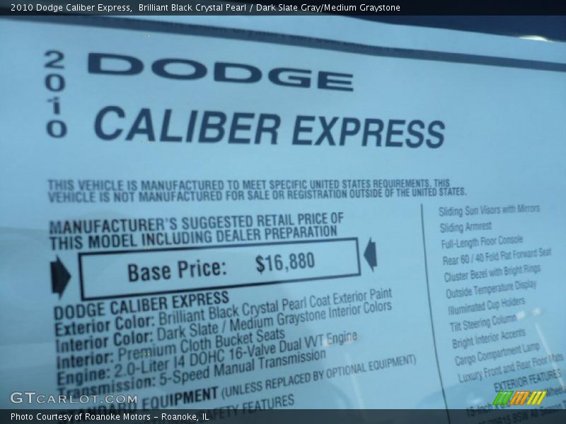 Brilliant Black Crystal Pearl / Dark Slate Gray/Medium Graystone 2010 Dodge Caliber Express