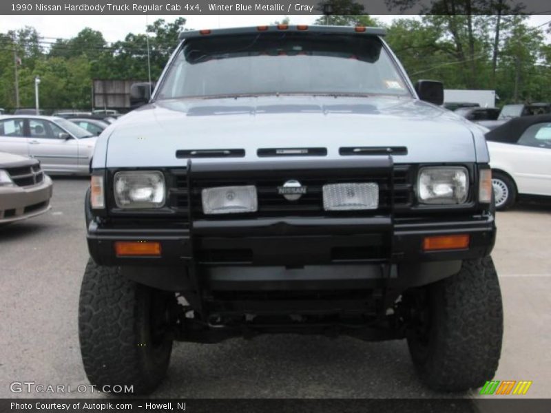 Winter Blue Metallic / Gray 1990 Nissan Hardbody Truck Regular Cab 4x4