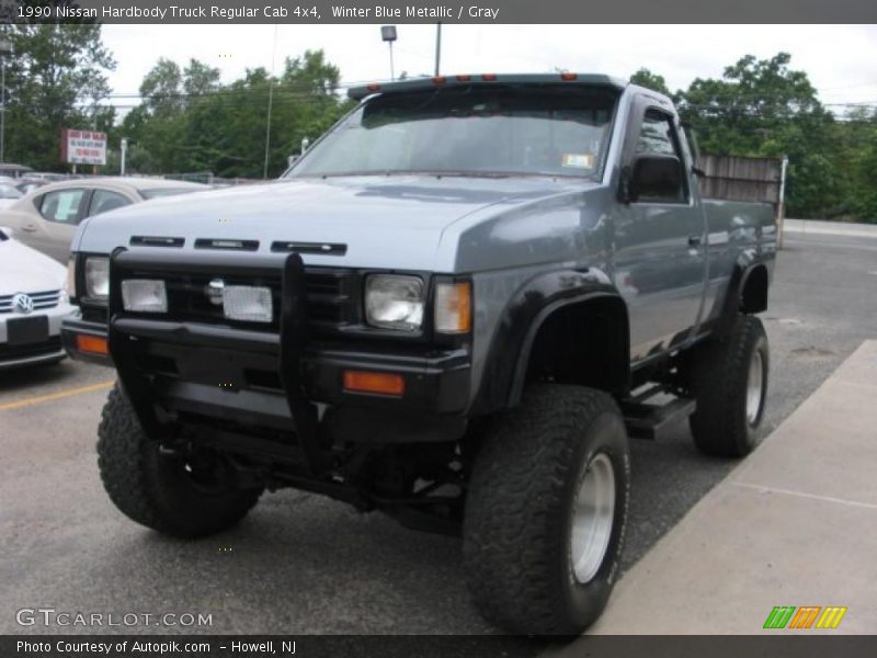 Winter Blue Metallic / Gray 1990 Nissan Hardbody Truck Regular Cab 4x4