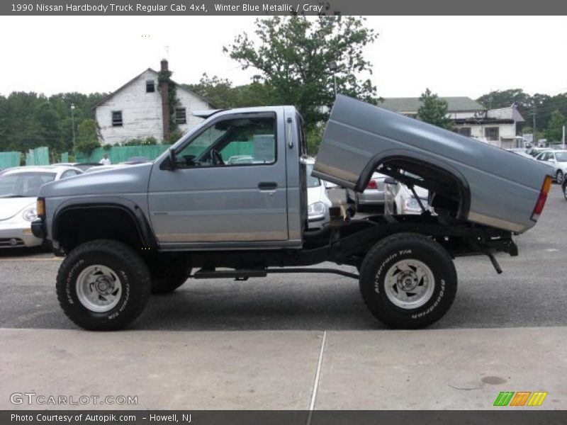 Winter Blue Metallic / Gray 1990 Nissan Hardbody Truck Regular Cab 4x4