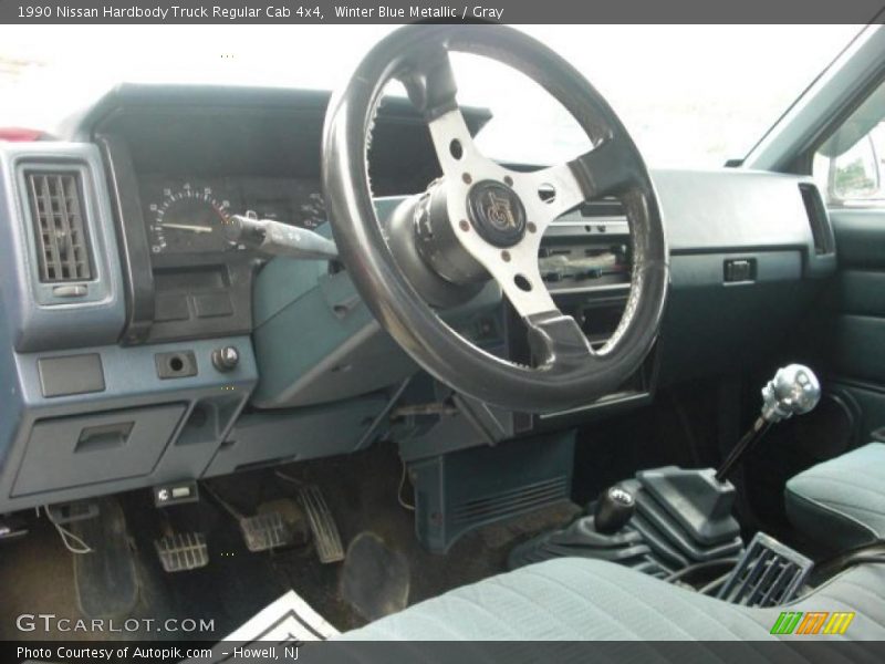 Winter Blue Metallic / Gray 1990 Nissan Hardbody Truck Regular Cab 4x4