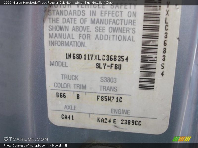 Winter Blue Metallic / Gray 1990 Nissan Hardbody Truck Regular Cab 4x4