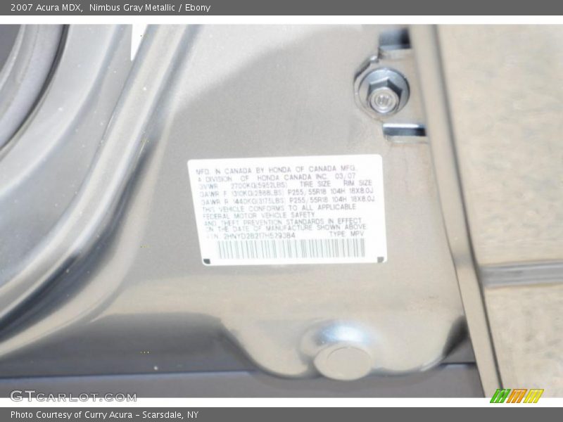 Nimbus Gray Metallic / Ebony 2007 Acura MDX